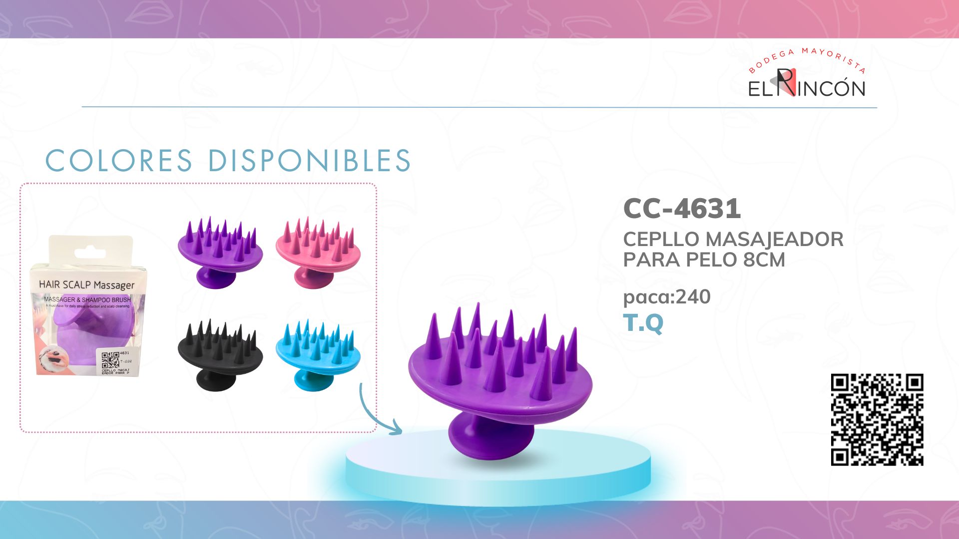 CEPILLO MASAJEADOR PARA PELO 8CM BMR-4631