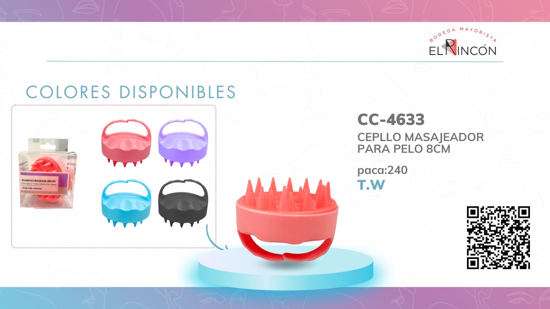 CEPILLO MASAJEADOR PARA PELO 8CM BMR-4633