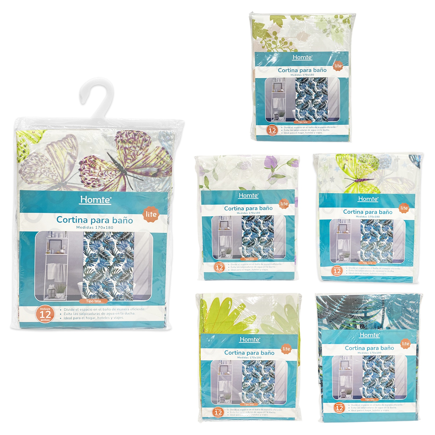 CORTINA DE BAÑO TIPO TELA 170*180CM