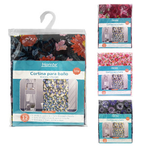 CORTINA DE BAÑO FLORES 170*180CM