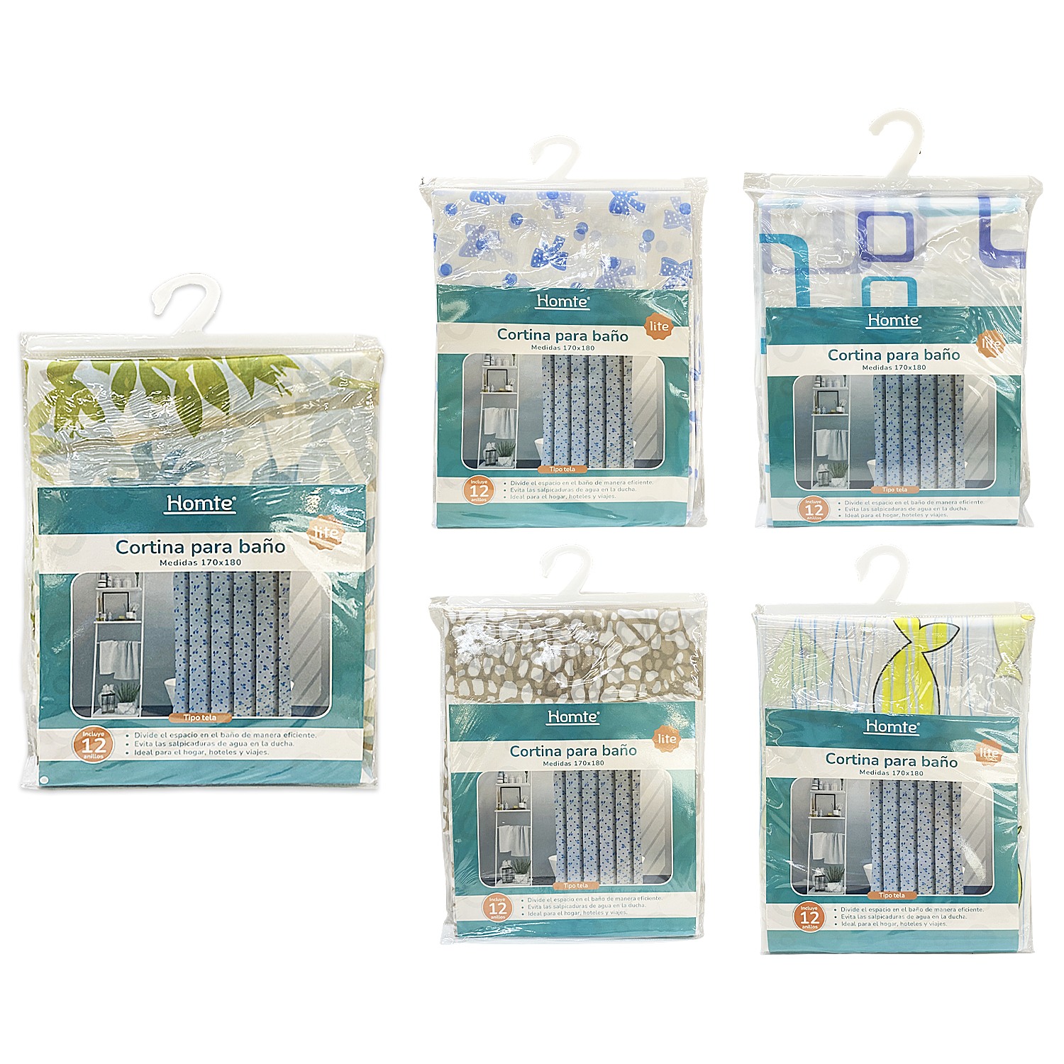 CORTINA DE BAÑO ESTAMPADA TIPO TELA 42G 170*180CM