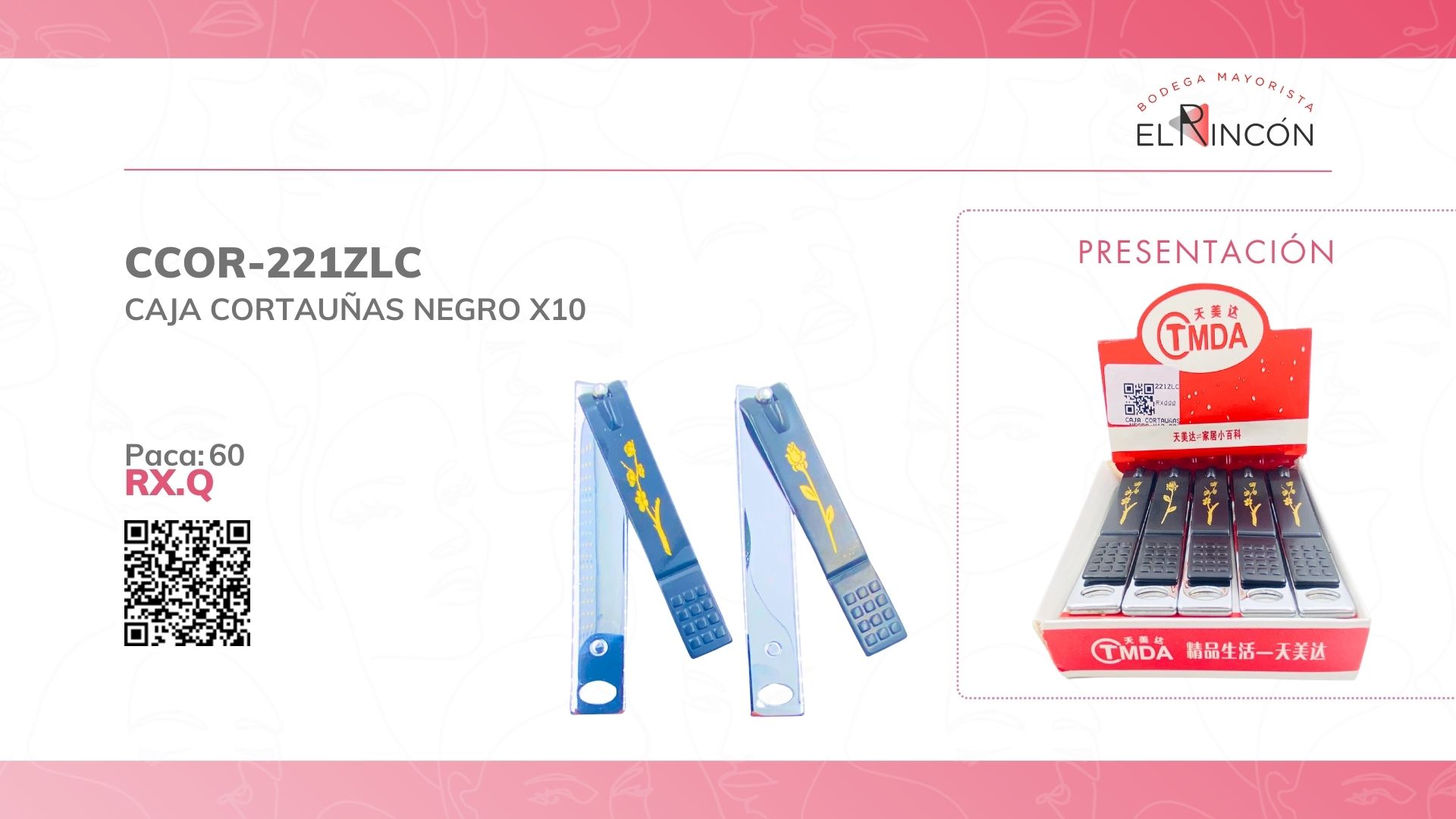 CAJA CORTAUÑAS NEGRO X10 221ZLC