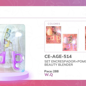 SET ENCRESPADOR+POMO BEAUTY BLENDER AGE-514