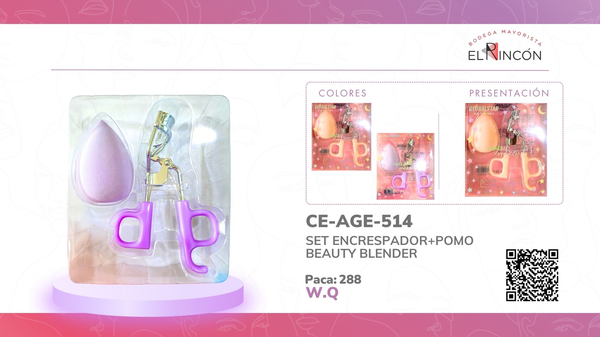 SET ENCRESPADOR+POMO BEAUTY BLENDER AGE-514