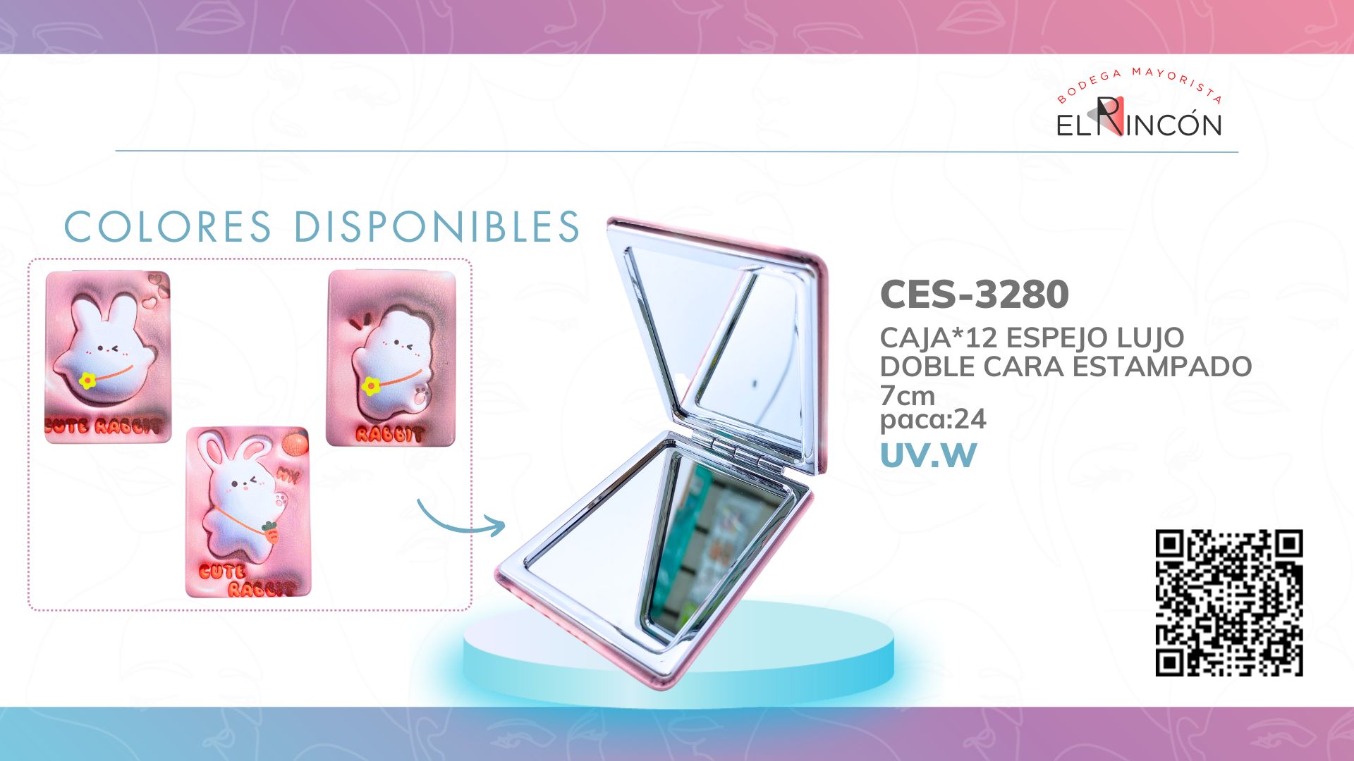 CAJA*12 ESPEJO LUJO DOBLE CARA ESTAMPADO BMR-3280