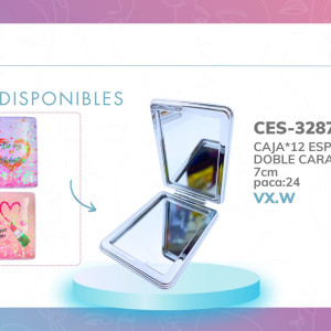 CAJA*12 ESPEJO LUJO DOBLE CARA ESTAMPADO BMR-3287