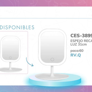 ESPEJO RECARGABLE CON LUZ 31cm BMR-3899-3