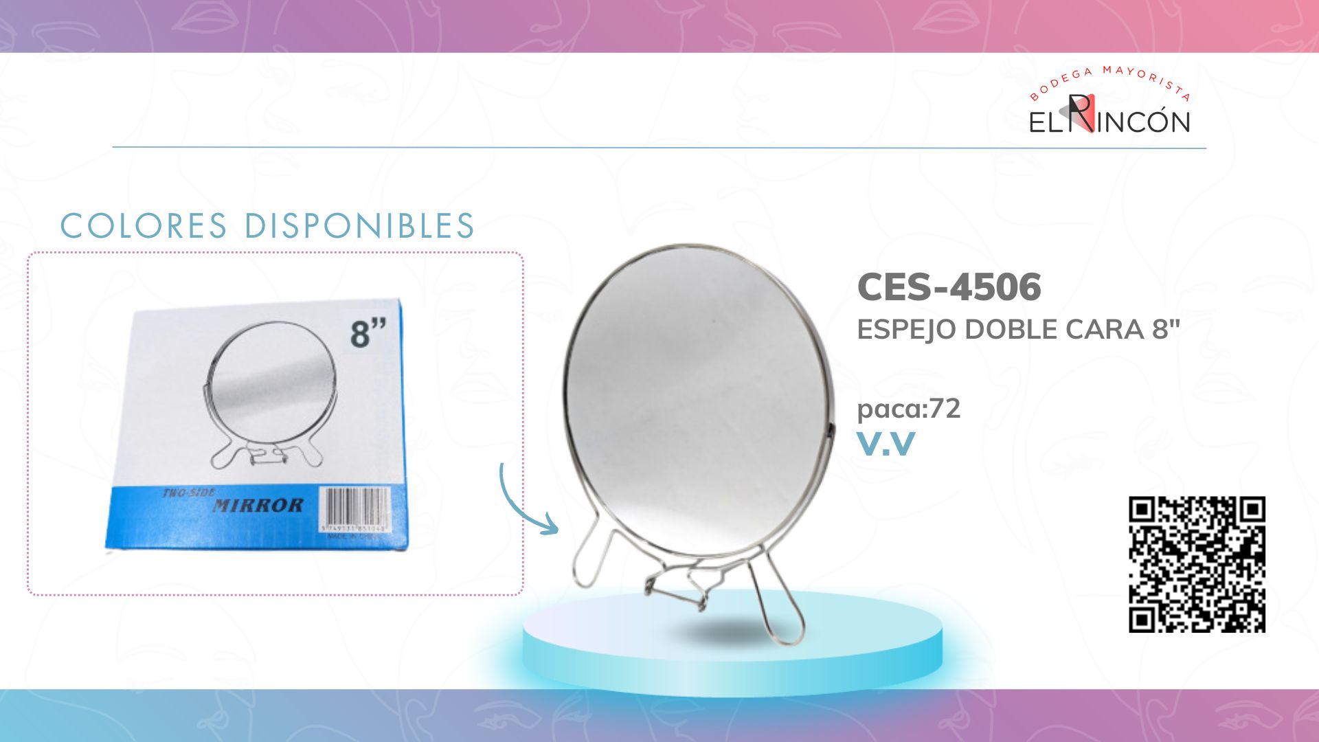 ESPEJO DOBLE CARA 8" BMR-4506
