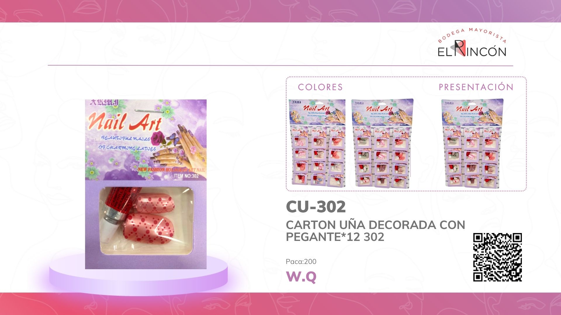 CARTON UÑA DECORADA CON PEGANTE*12 302