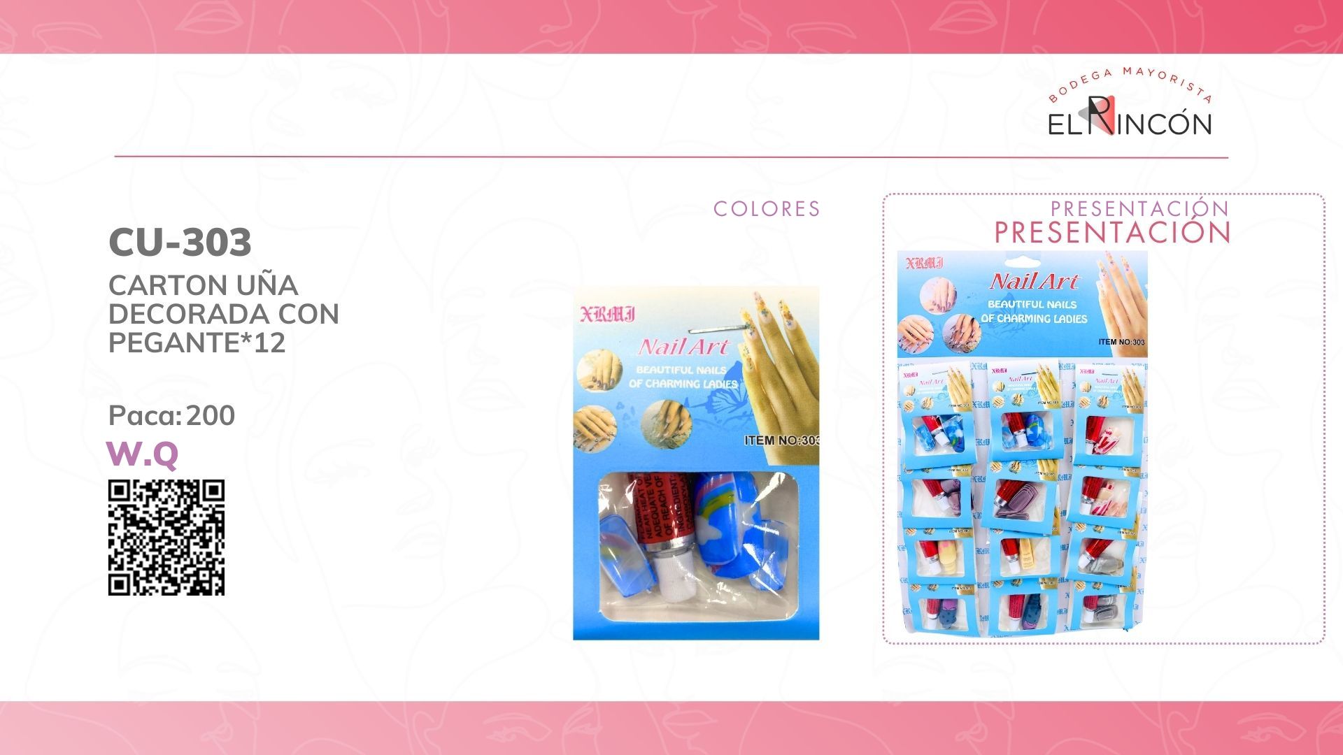 CARTON UÑA DECORADA CON PEGANTE*12 303