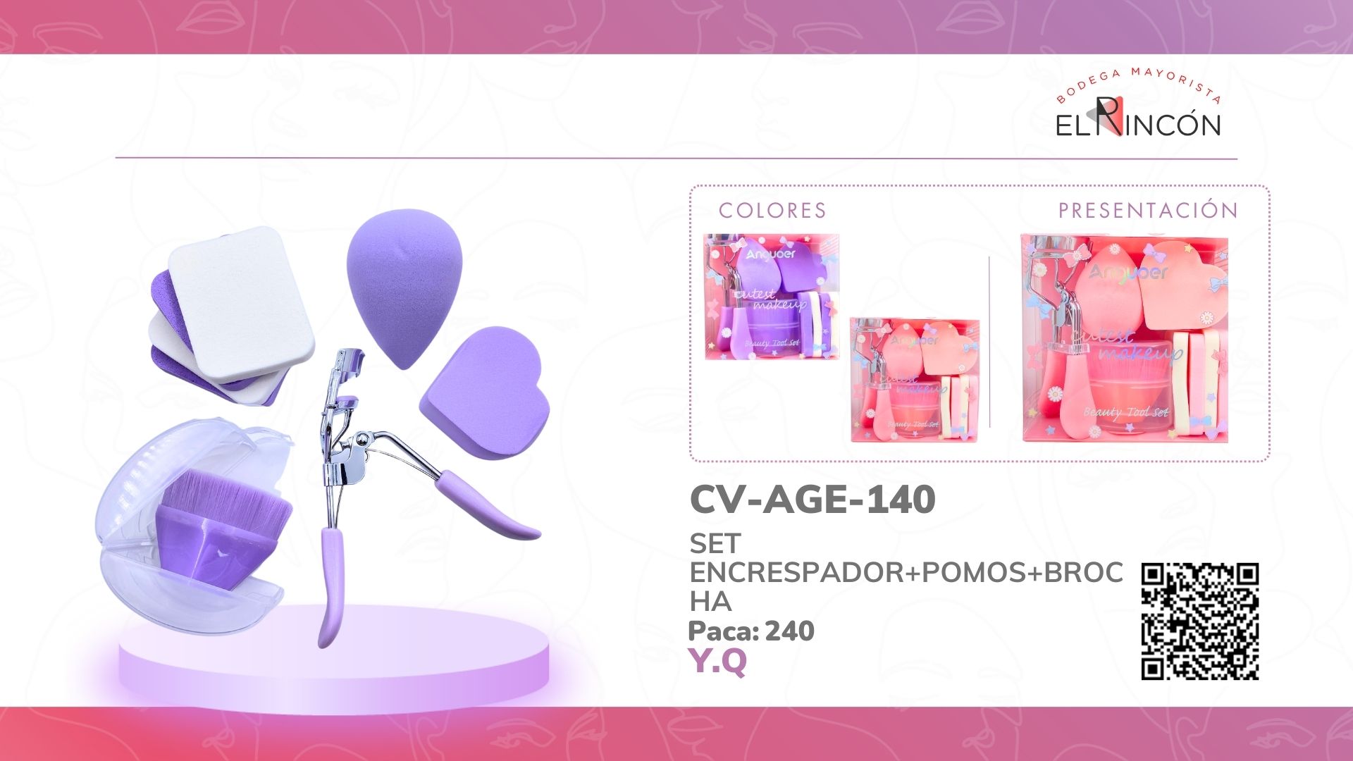 SET ENCRESPADOR+POMOS+BROCHA AGE-140
