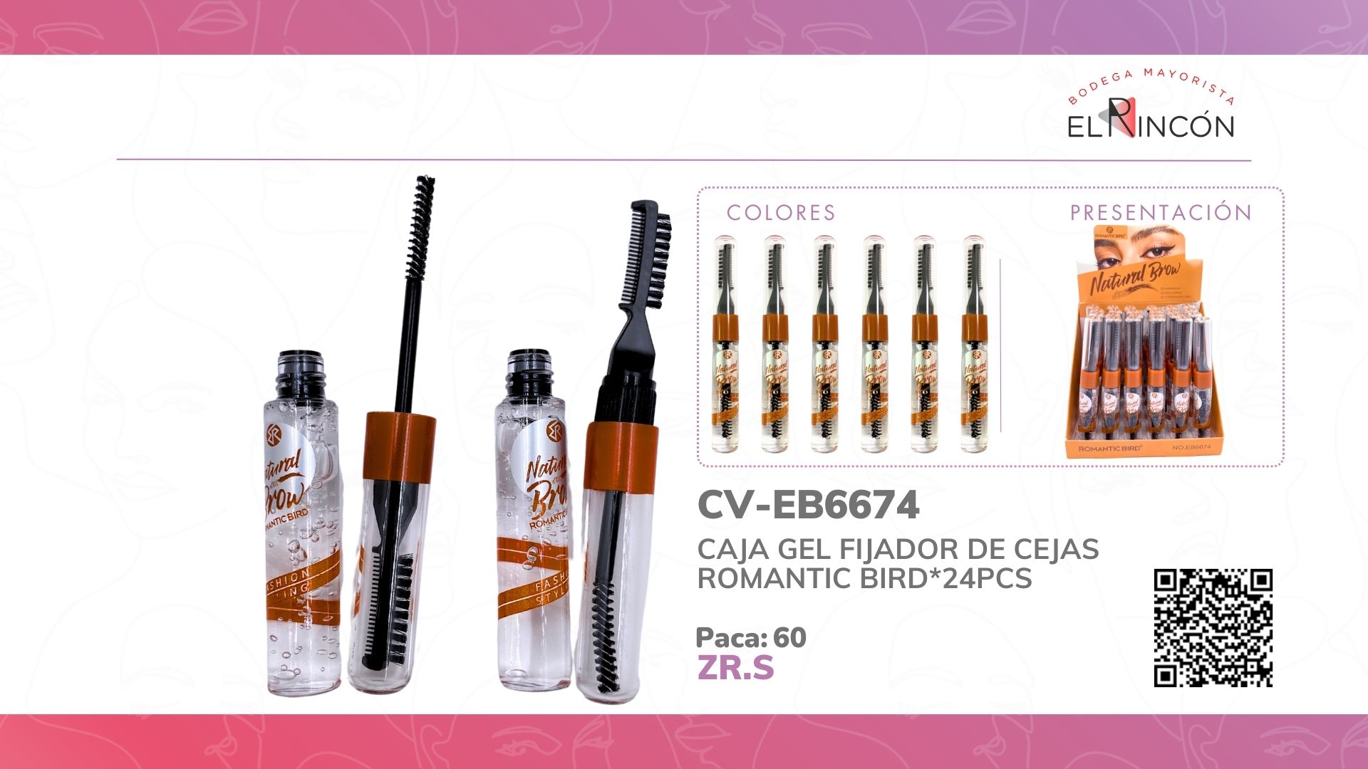 CAJA GEL FIJADOR DE CEJAS ROMANTIC BIRD*24PCS EB6674