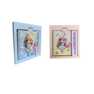 DIARIO CON LAPICERO ESTAMPADO MUÑEQUITA DK-4978