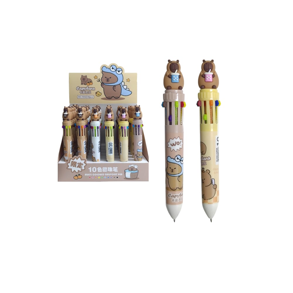 LAPICERO MULTICOLOR CAPIBARA 10 MINAS RETRACTIL DK-7002 (CJA X36)