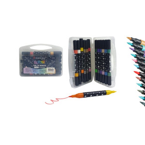 MARCADORES ESCARCHADOS DOBLE PUNTA X12PCS  DK-TL-225-1