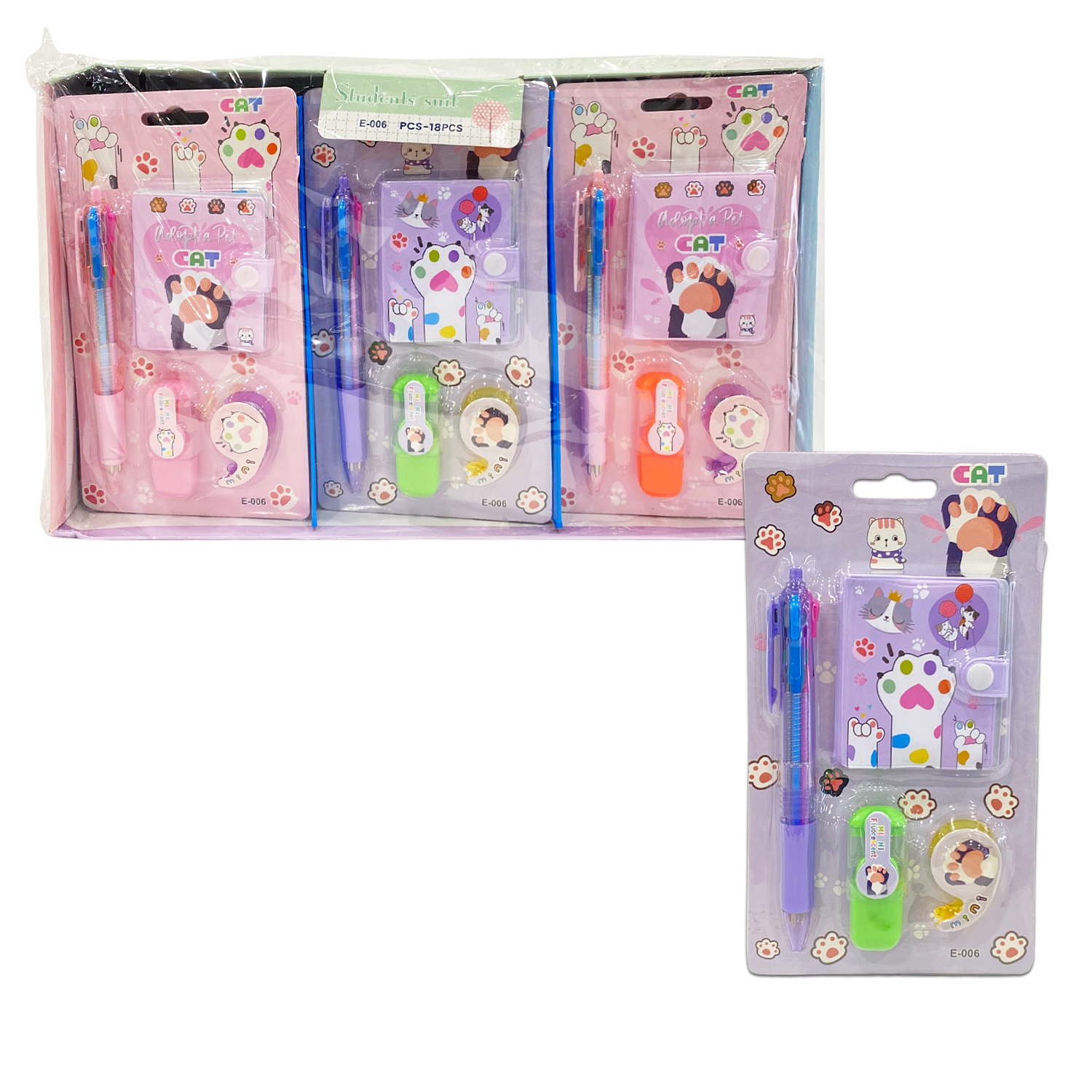 SET ESCOLAR HUELLA X4 ENCARTONADO (PQTX18)