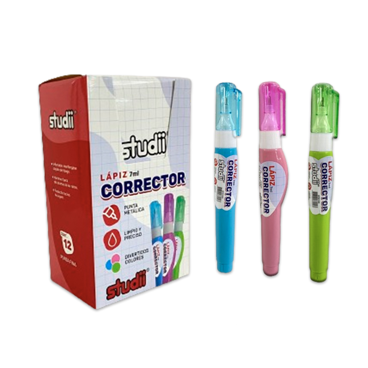 CORRECTOR LIQUIDO COLORES 7ML (CJX12)