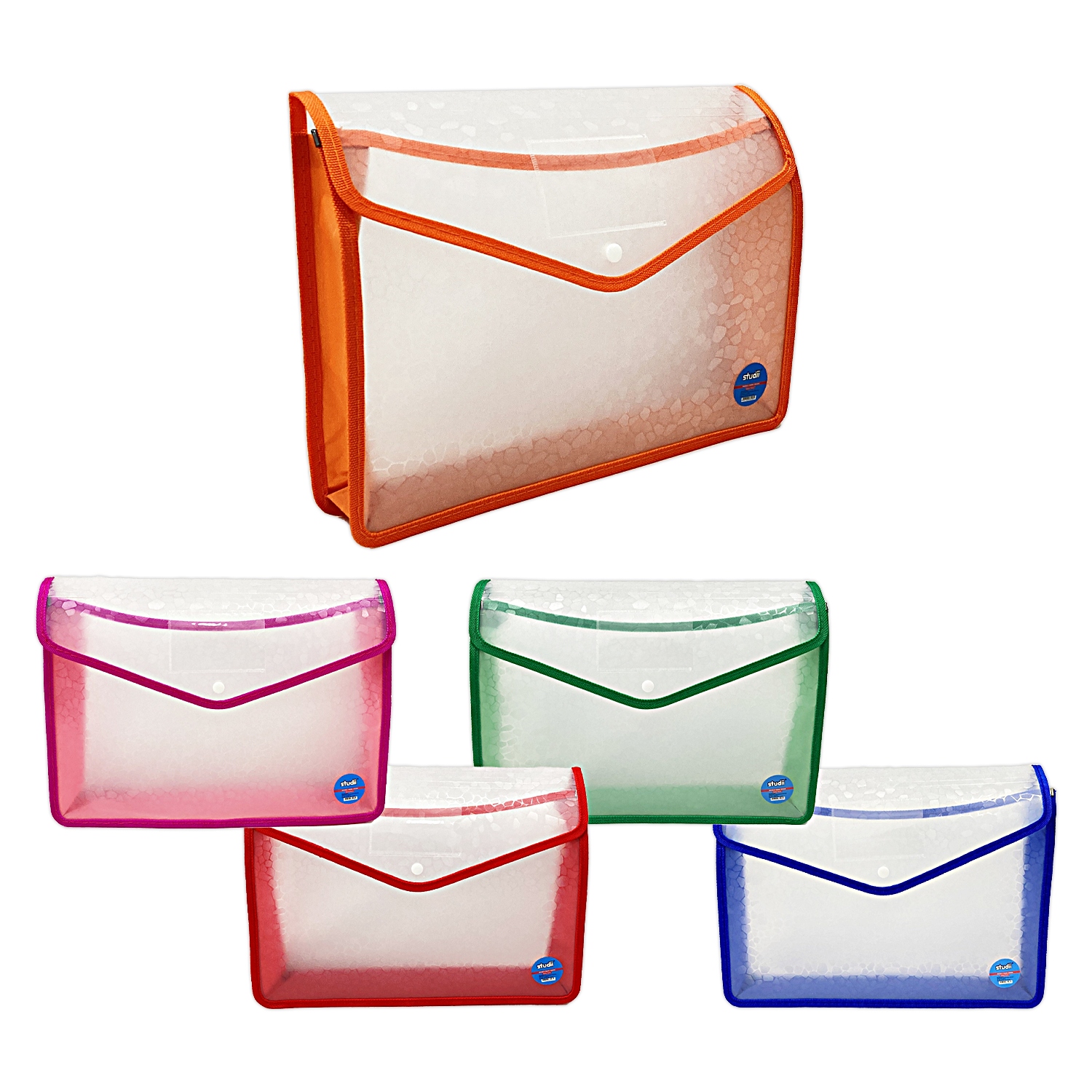 CARPETA PLASTICA TRANSPARENTE COLORES (PQTX12)