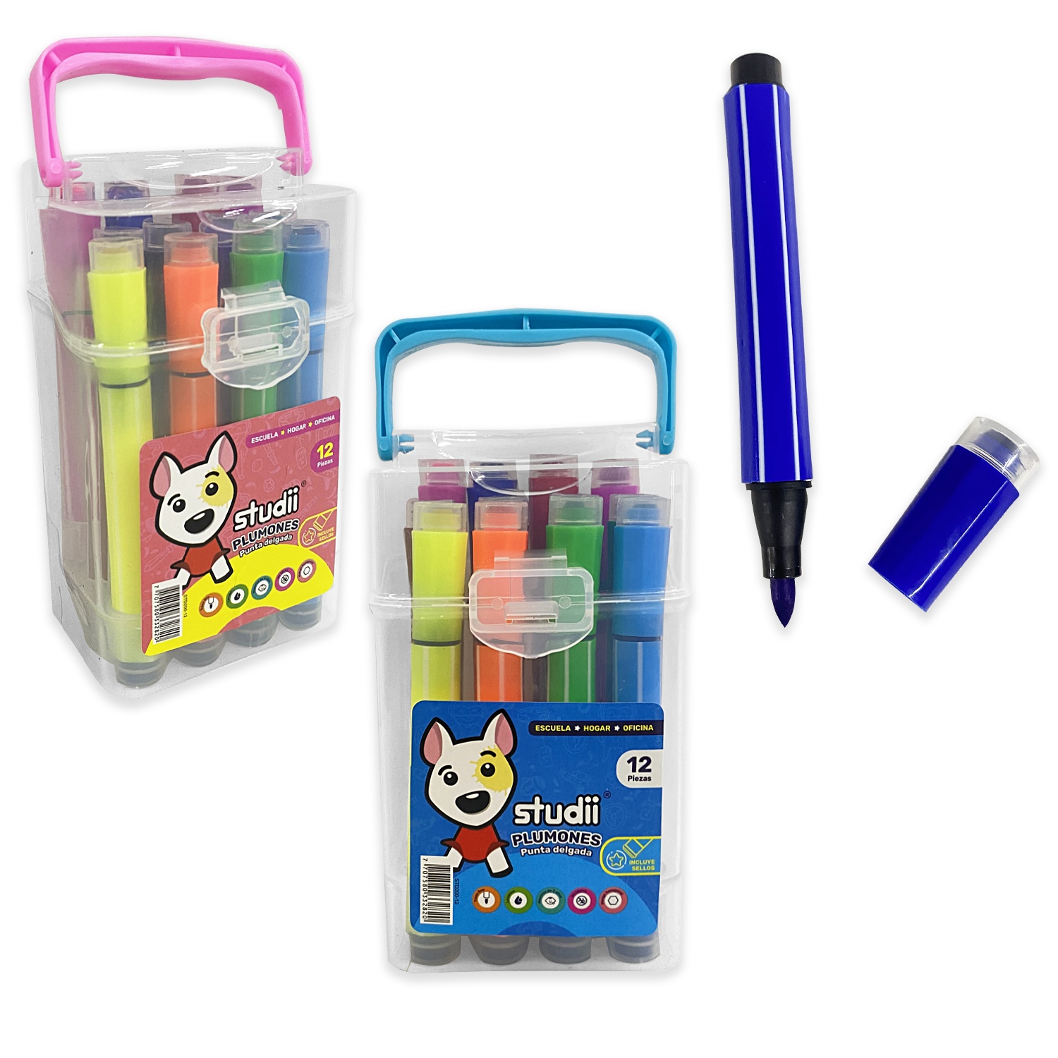 TARRO DE PLUMONES LAVABLES CON SELLO X12 (CJX24)