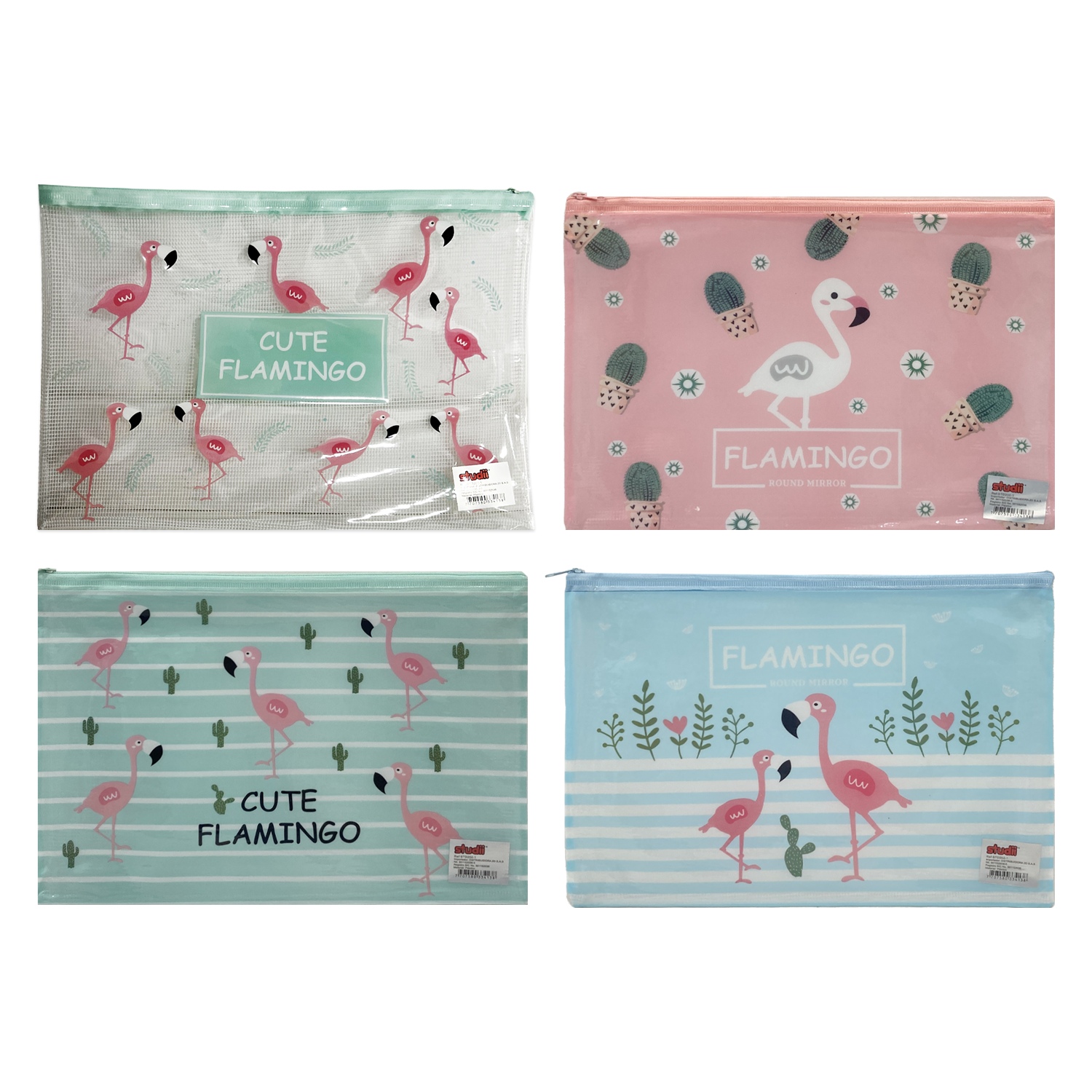 ESTUCHE PLASTICO FLAMINGO (PQT X 12 SURTIDO)"