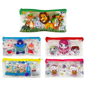 CARTUCHERA TRANSPARENTE MOTIVOS (PQTX12)