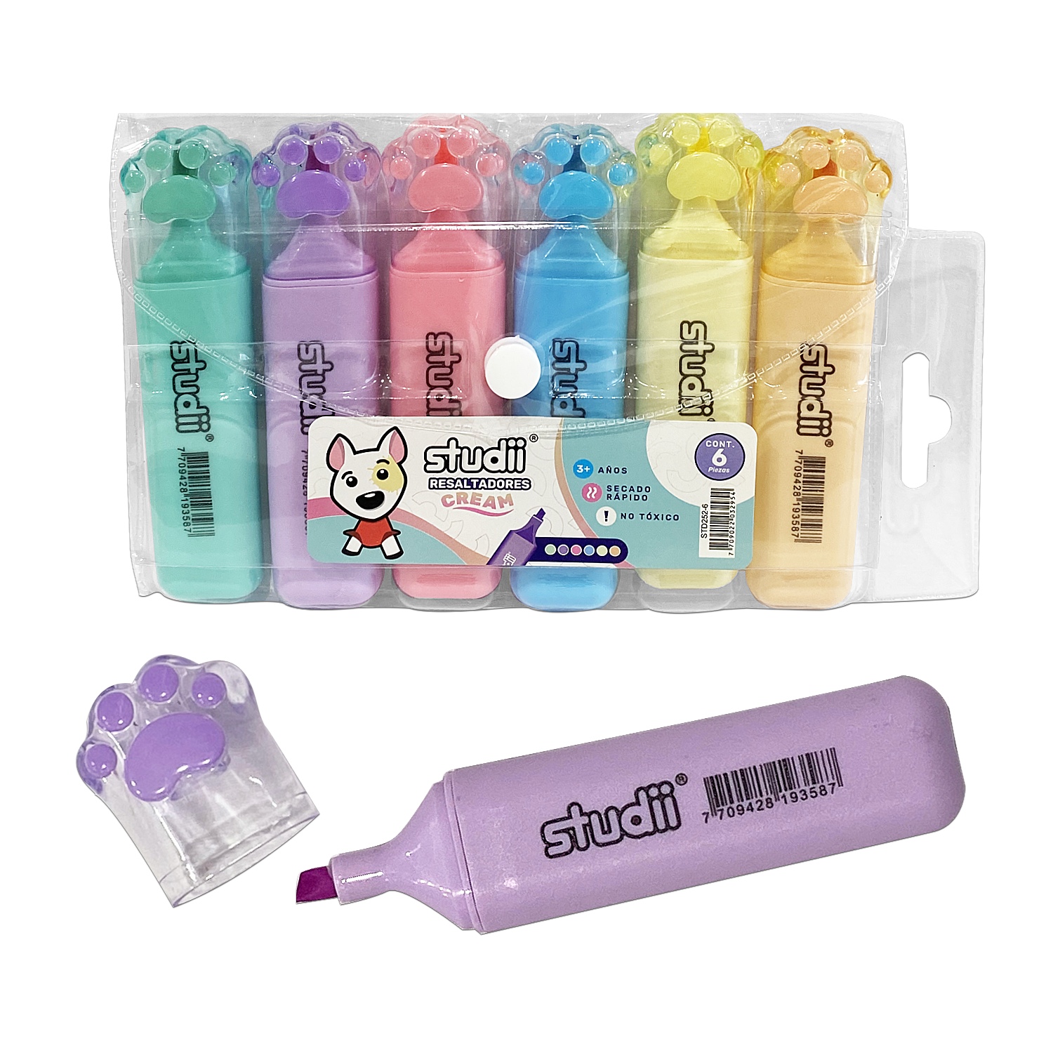 SET RESALTADOR HUELLA COLOR PASTEL X6 (CJX50)