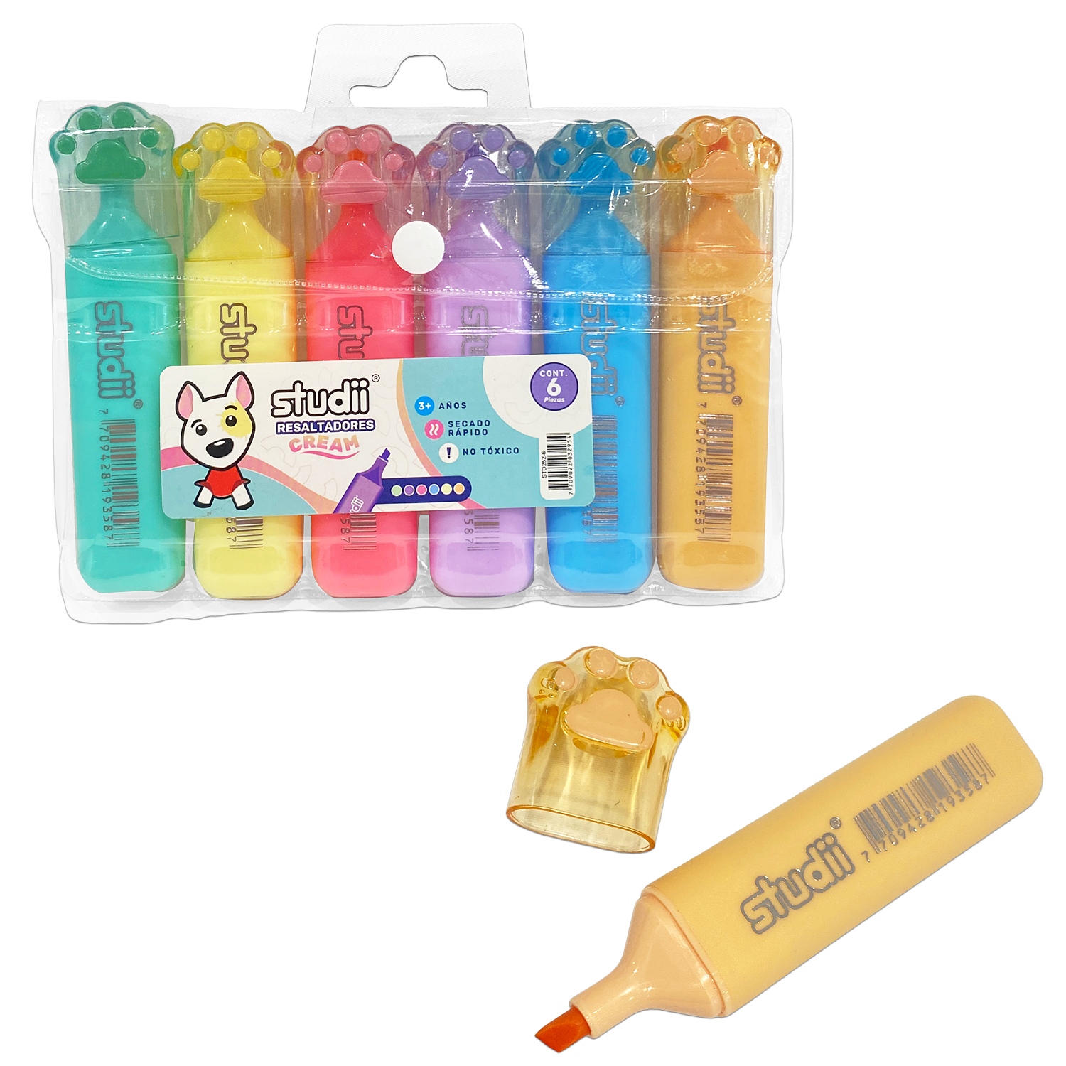 SET RESALTADOR HUELLA COLOR PASTEL X6 (CJX50)