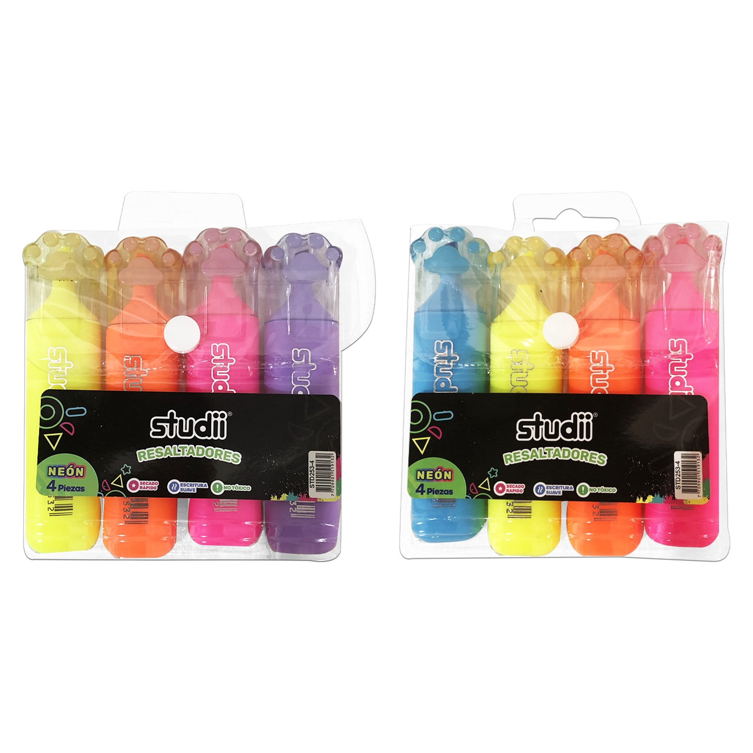 SET RESALTADOR HUELLA NEON X4 (CJX75)