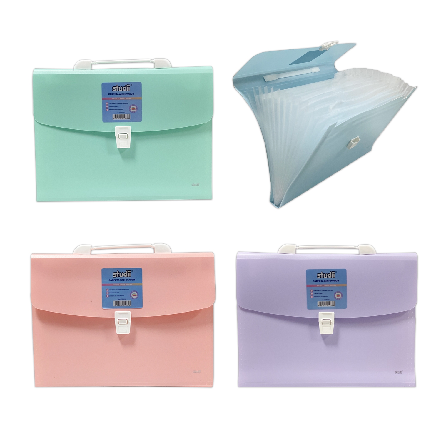 CARPETA COLOR PASTEL 13 COMPARTIMENTOS CARTA