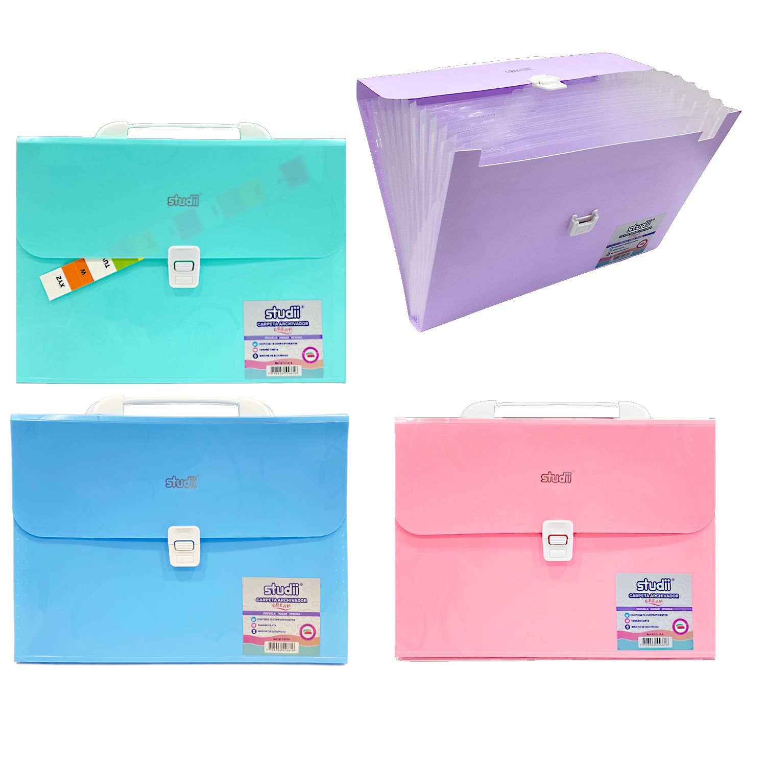 CARPETA COLOR PASTEL 13 COMPARTIMENTOS CARTA