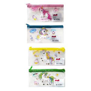 CARTUCHERA TRANSPARENTE UNICORNIO (PQTX12)