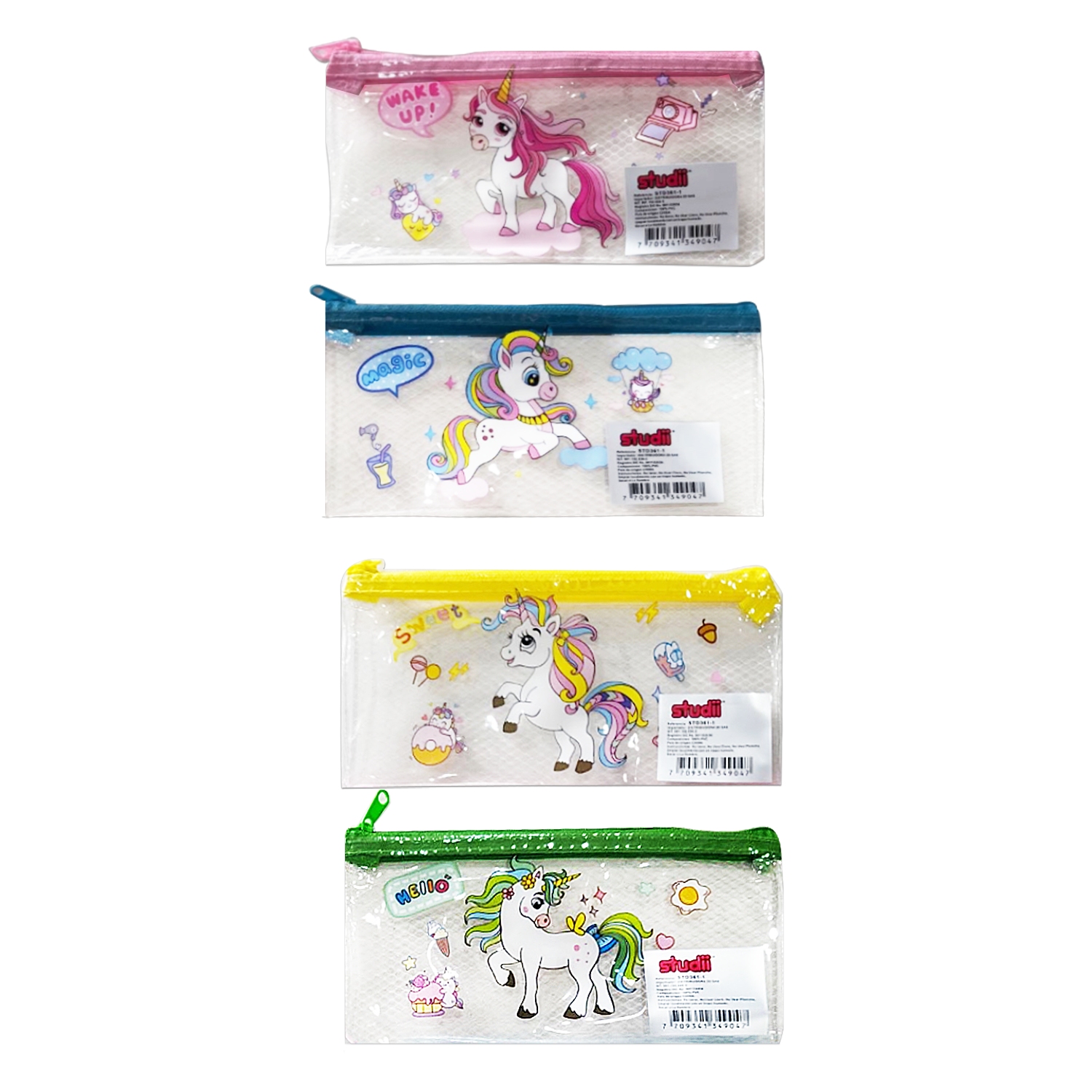 CARTUCHERA TRANSPARENTE UNICORNIO (PQTX12)