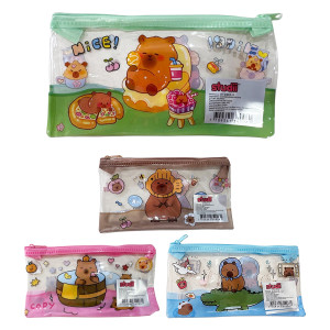 CARTUCHERA TRANSPARENTE CAPIBARA (PQTX12)