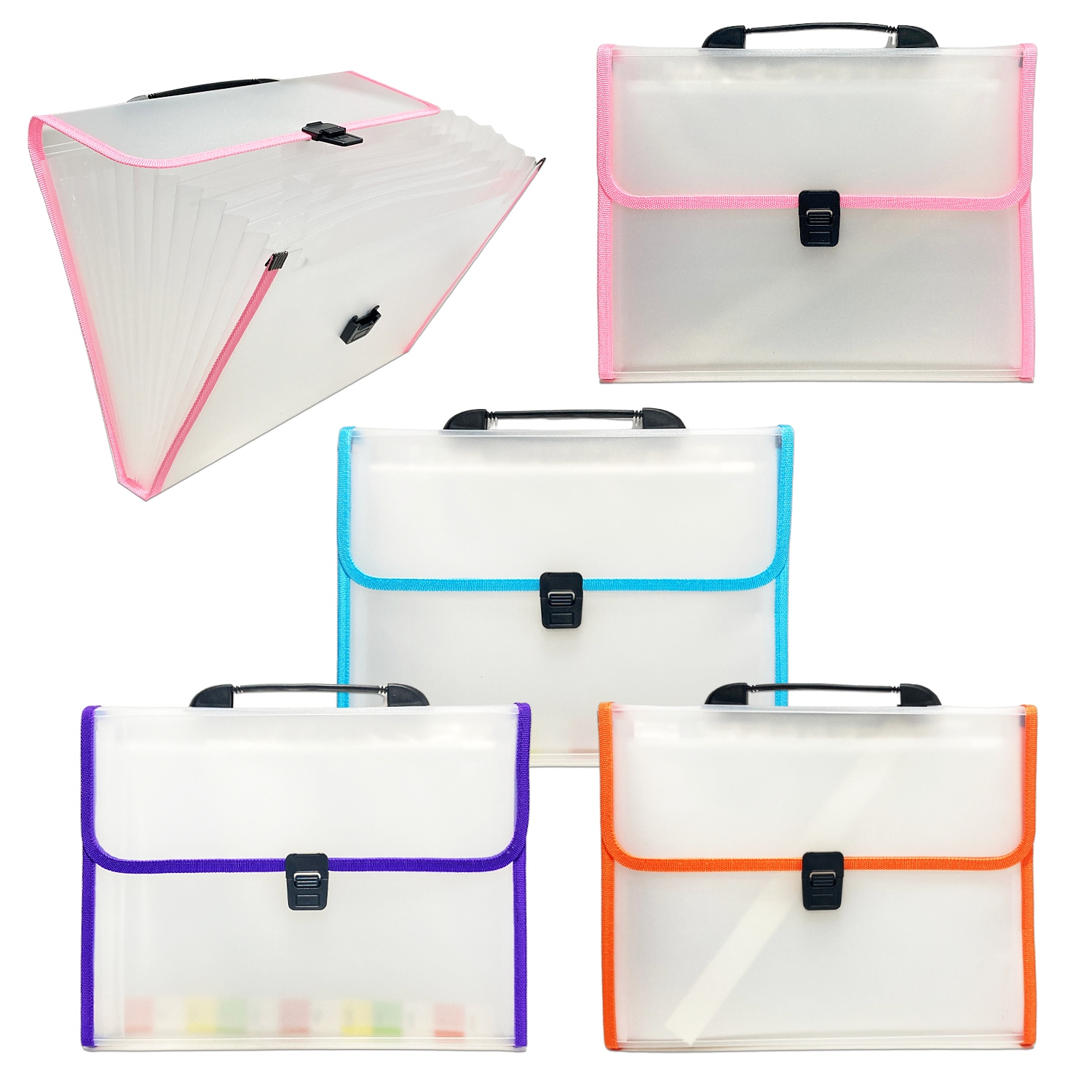 CARPETA TRANSPARENTE COLORES 13 COMPARTIMENTOS