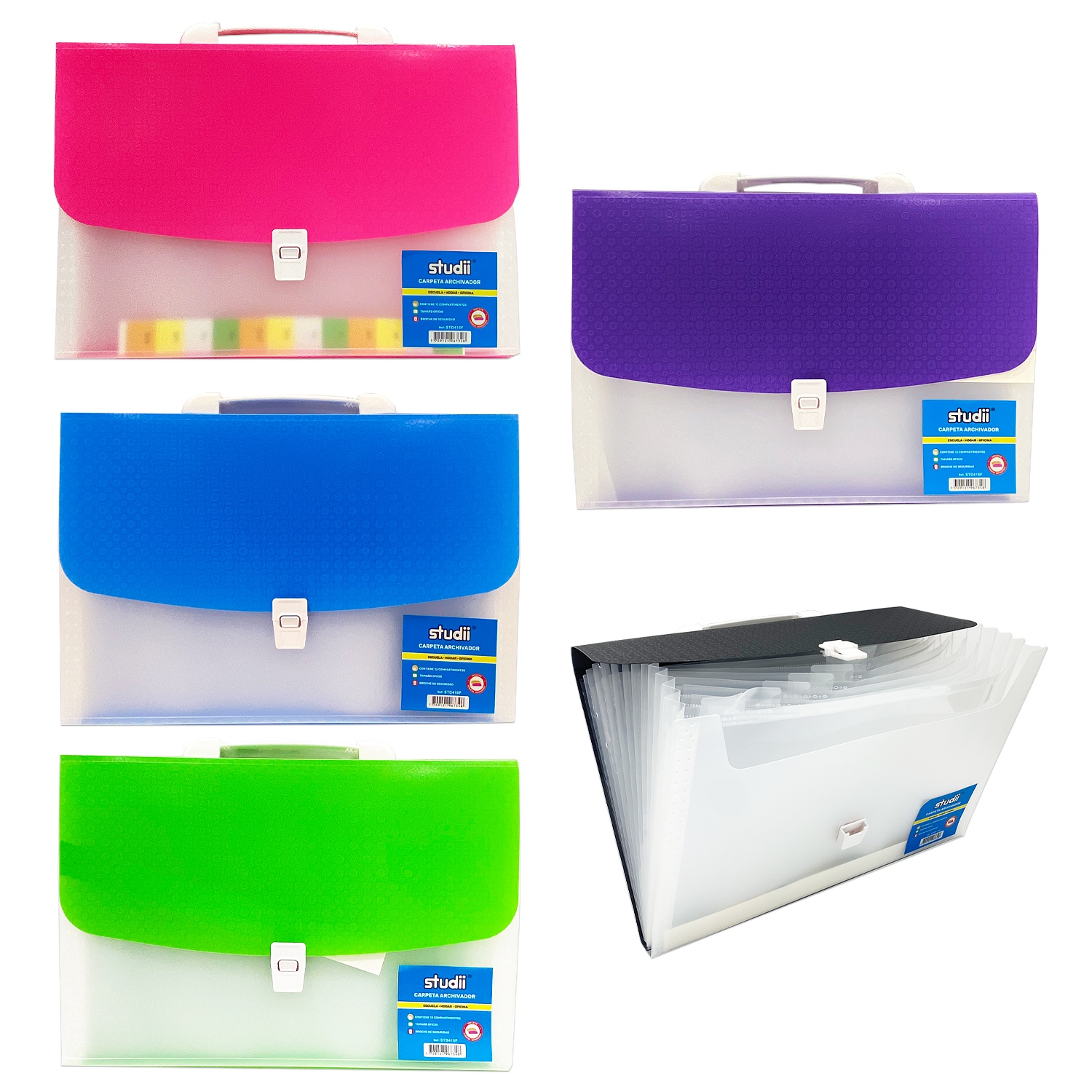 CARPETA COLORES 12 COMPARTIMENTOS