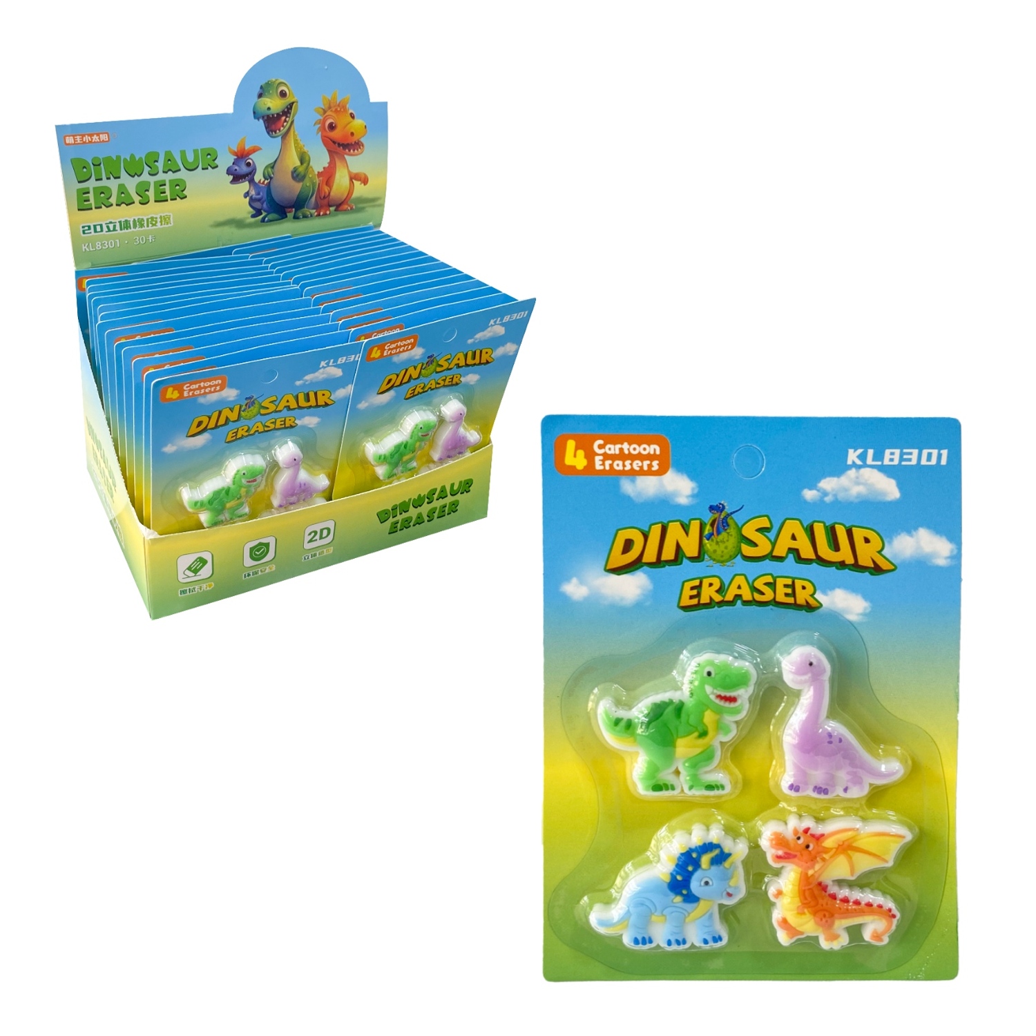 SET BORRADOR DINOSAURIO X4 (CJX30)