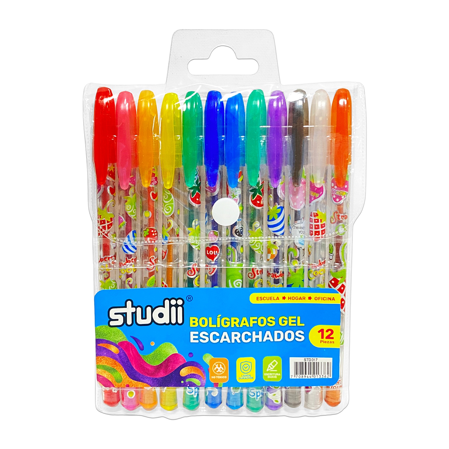 SET LAPICERO GEL ESCARCHADO CON OLOR X12 (CJX12)