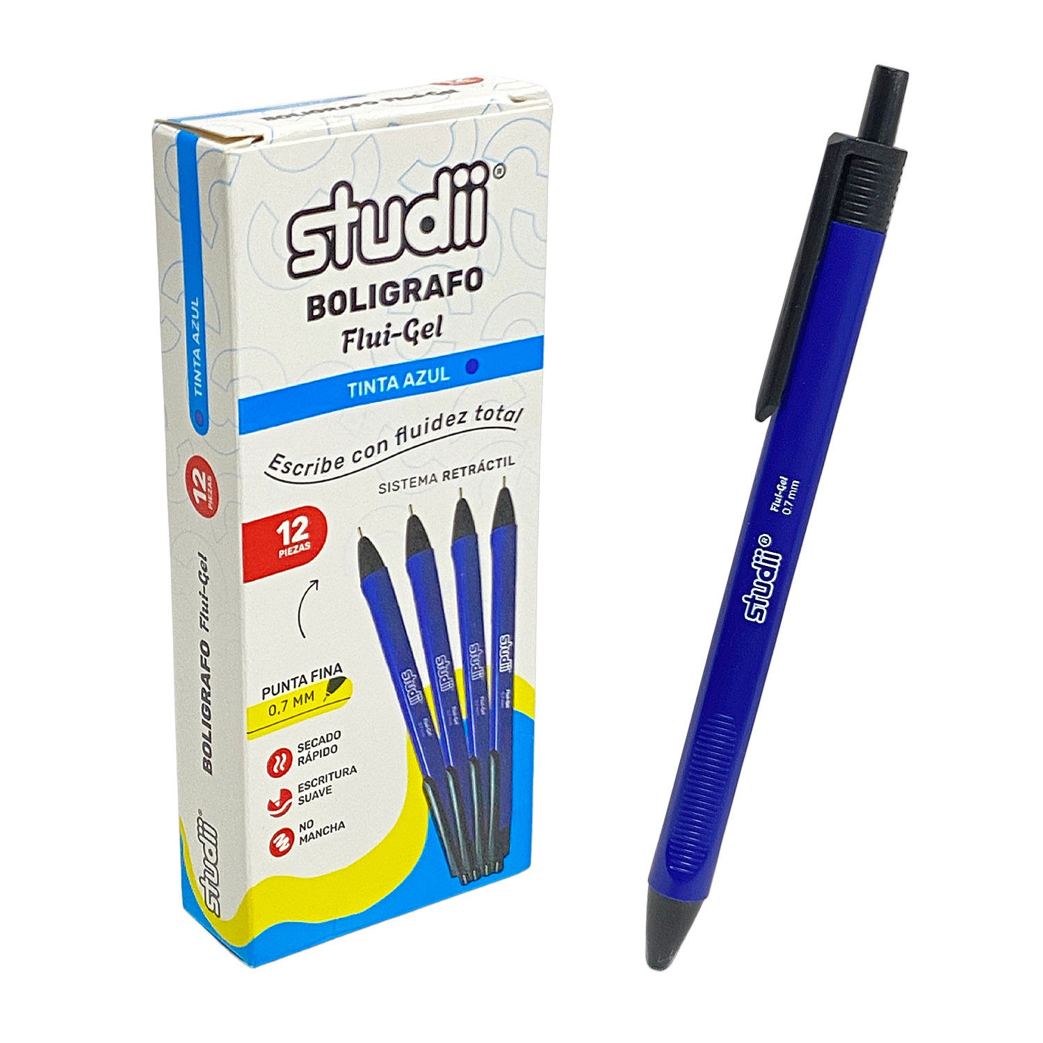 CAJA LAPICERO SEMIGEL AZUL X12