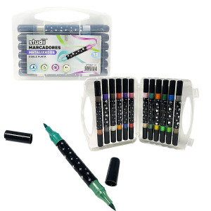 MARCADORES METALIZADOS DOBLE PUNTA X12 (CJX16)