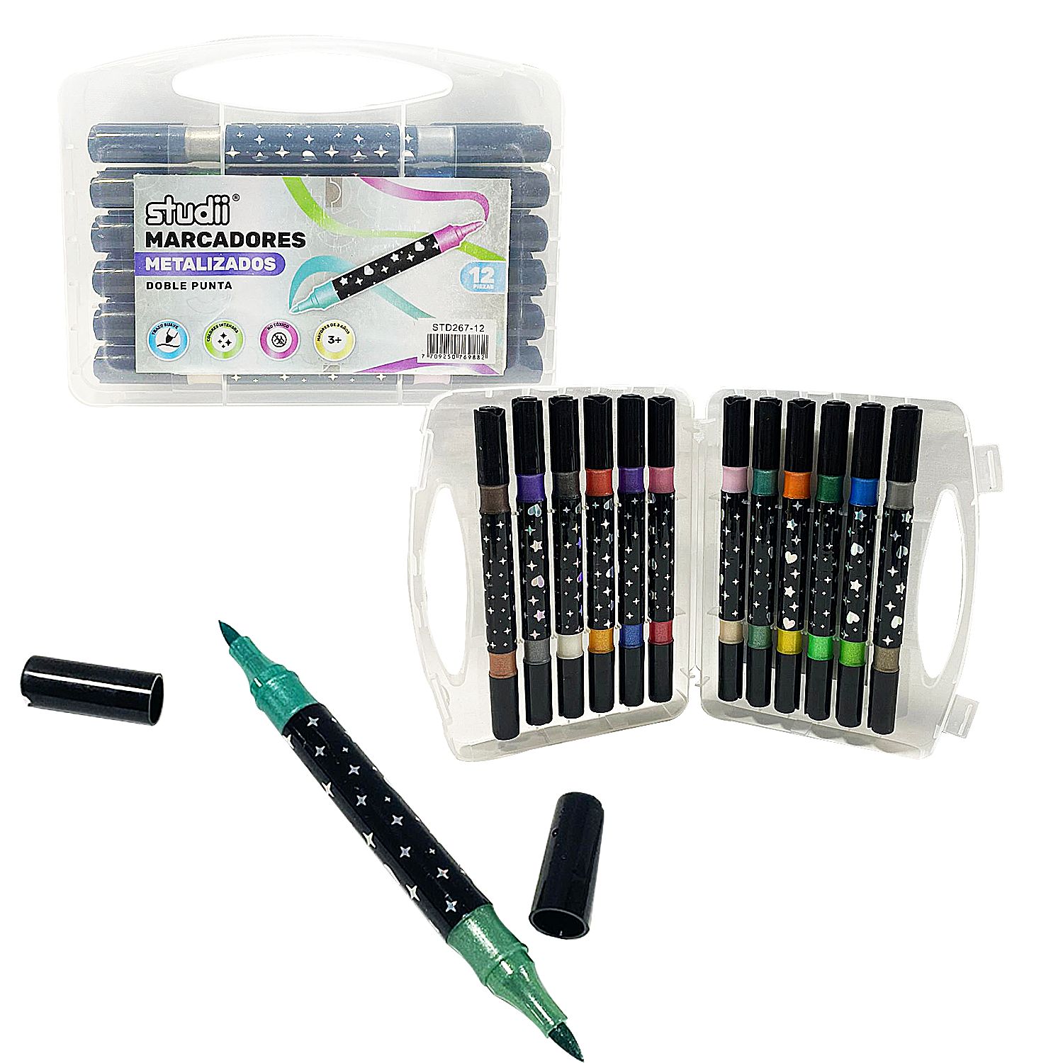 MARCADORES METALIZADOS DOBLE PUNTA X12 (CJX16)