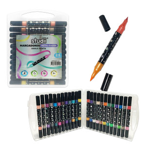 SET MARCADORES METALIZADOS DOBLE PUNTA X24 (CJX8)