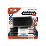 SET MARCADOR BORRABLE NEGRO X3 CON BORRADOR (CJX60)