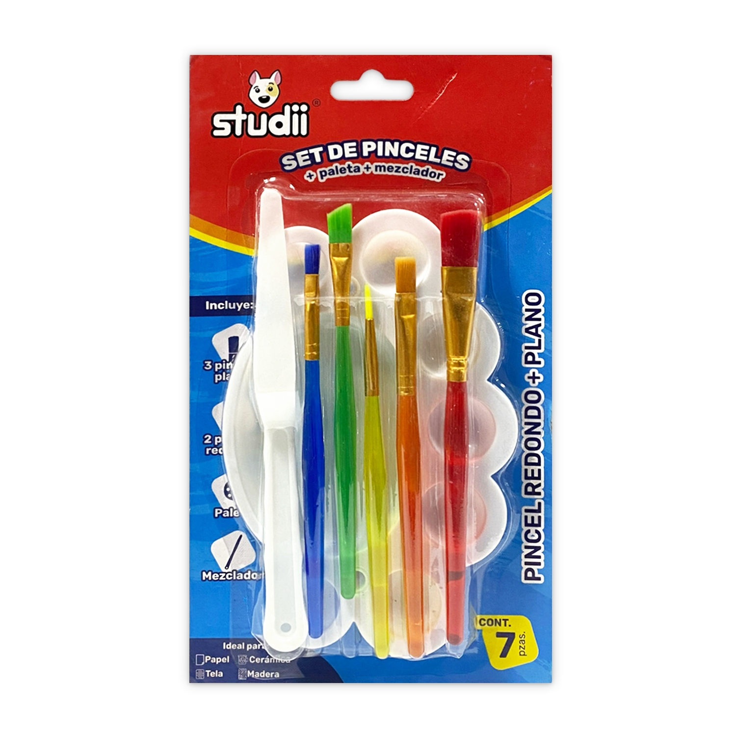 SET PINCEL X5 CON BANDEJA Y MEZCLADOR