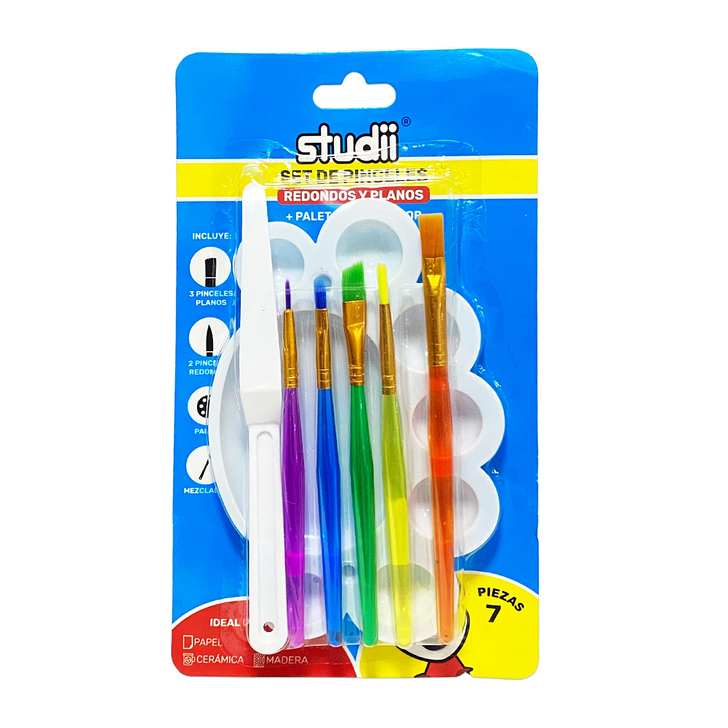 SET PINCEL X5 CON BANDEJA Y MEZCLADOR