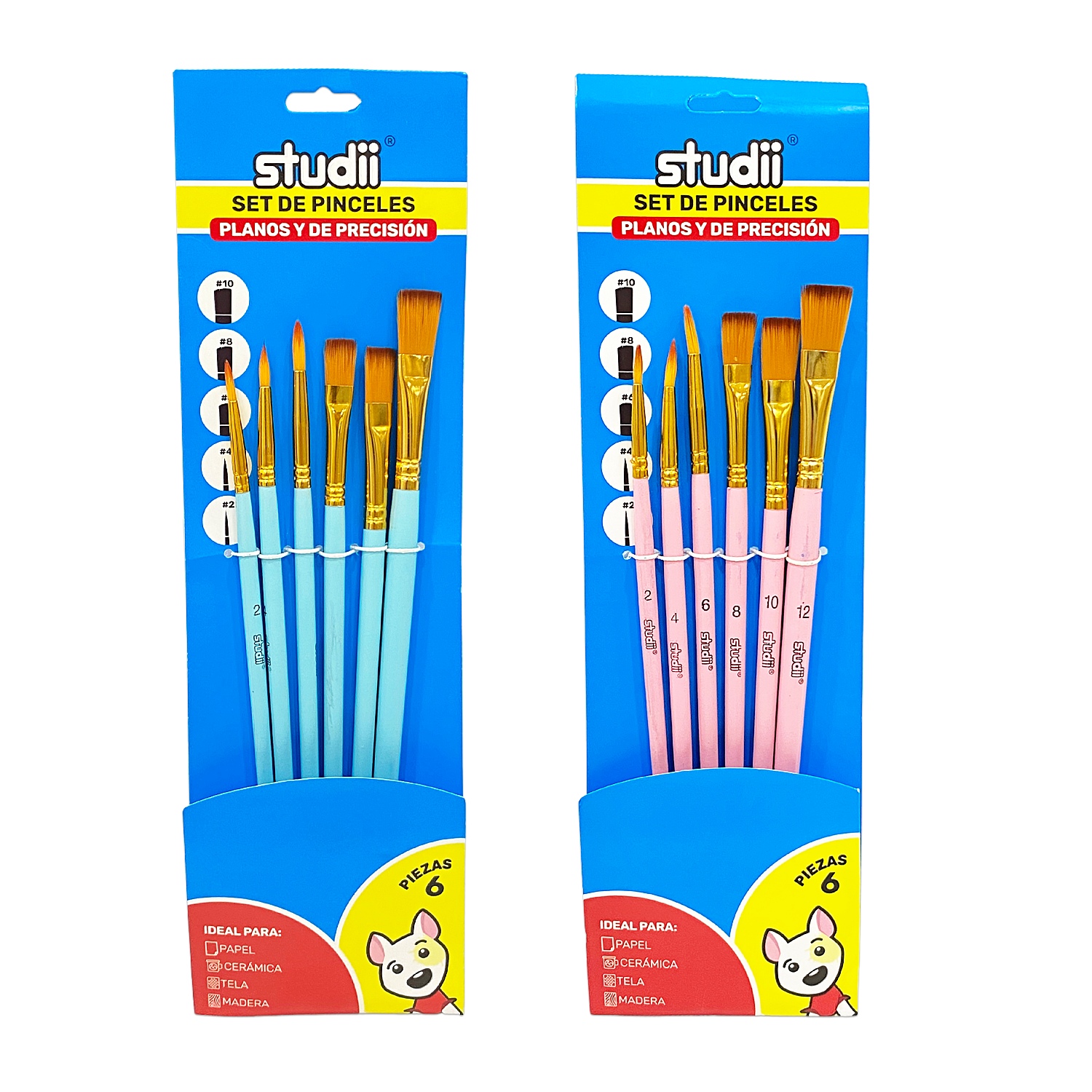 SET PINCEL REDONDO/PLANO X6 (PQTX12)