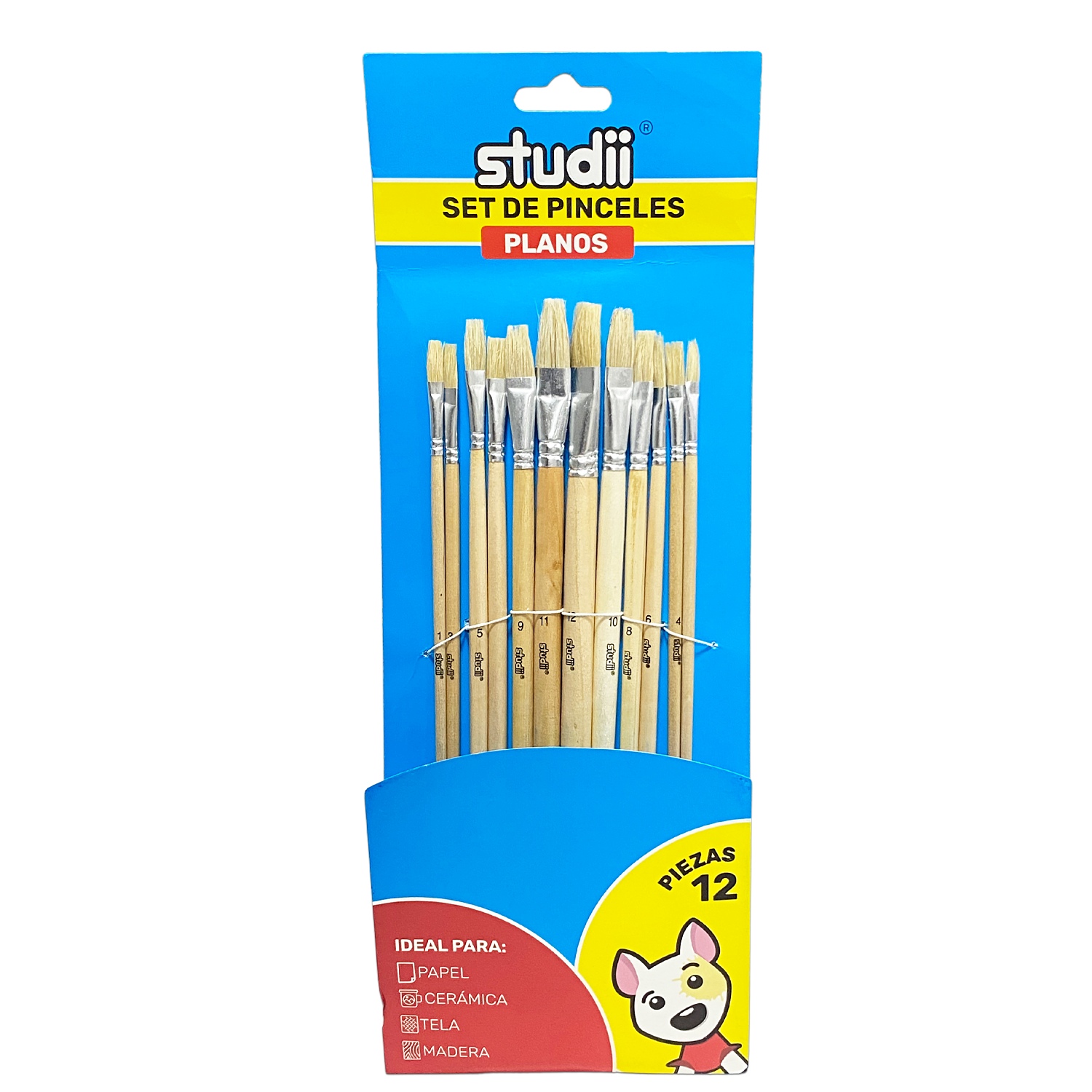 SET PINCEL MADERA PLANO X12 (PQTX12)