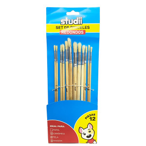 SET PINCEL MADERA REDONDO X12 (PQTX12)