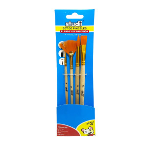 SET PINCEL REDONDO/PLANO X4 (PQTX20)