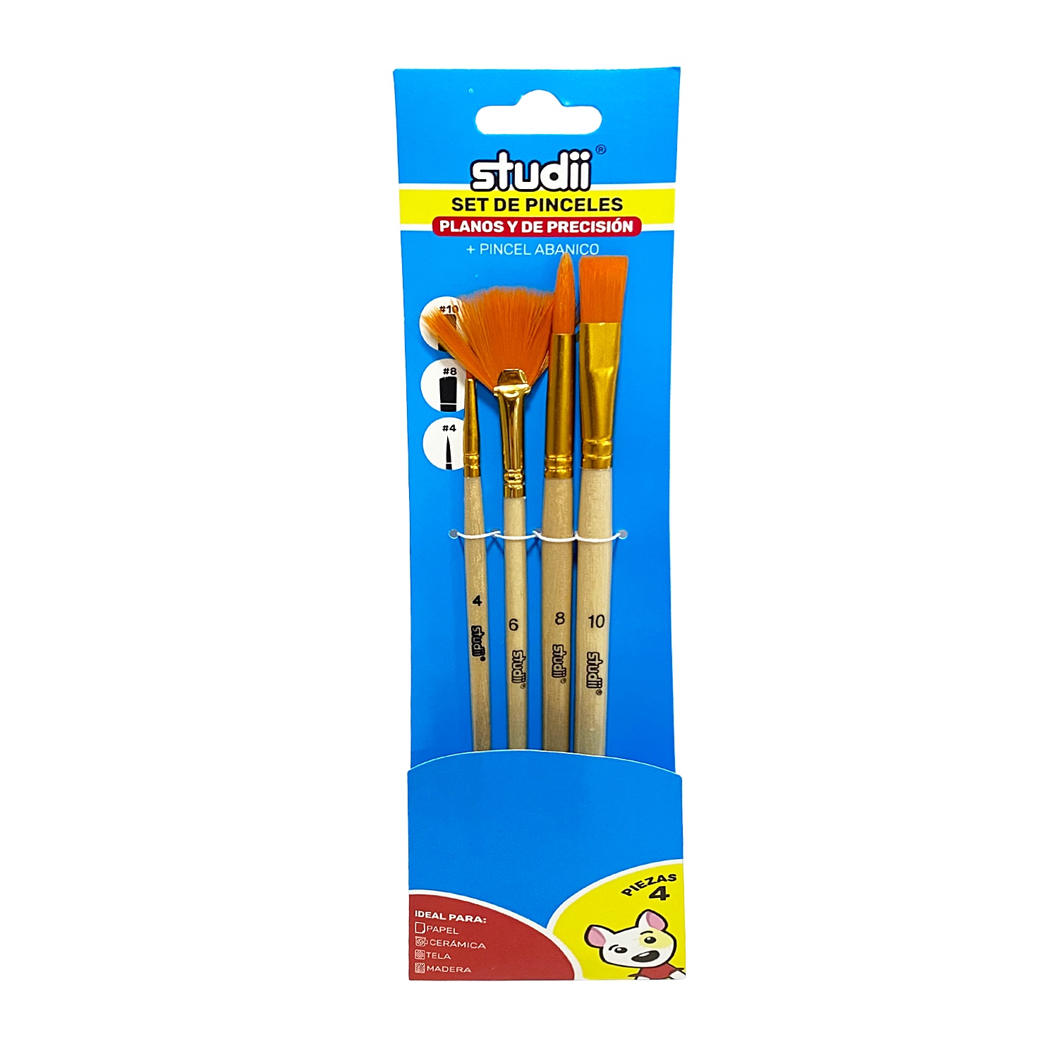 SET PINCEL REDONDO/PLANO X4 (PQTX20)