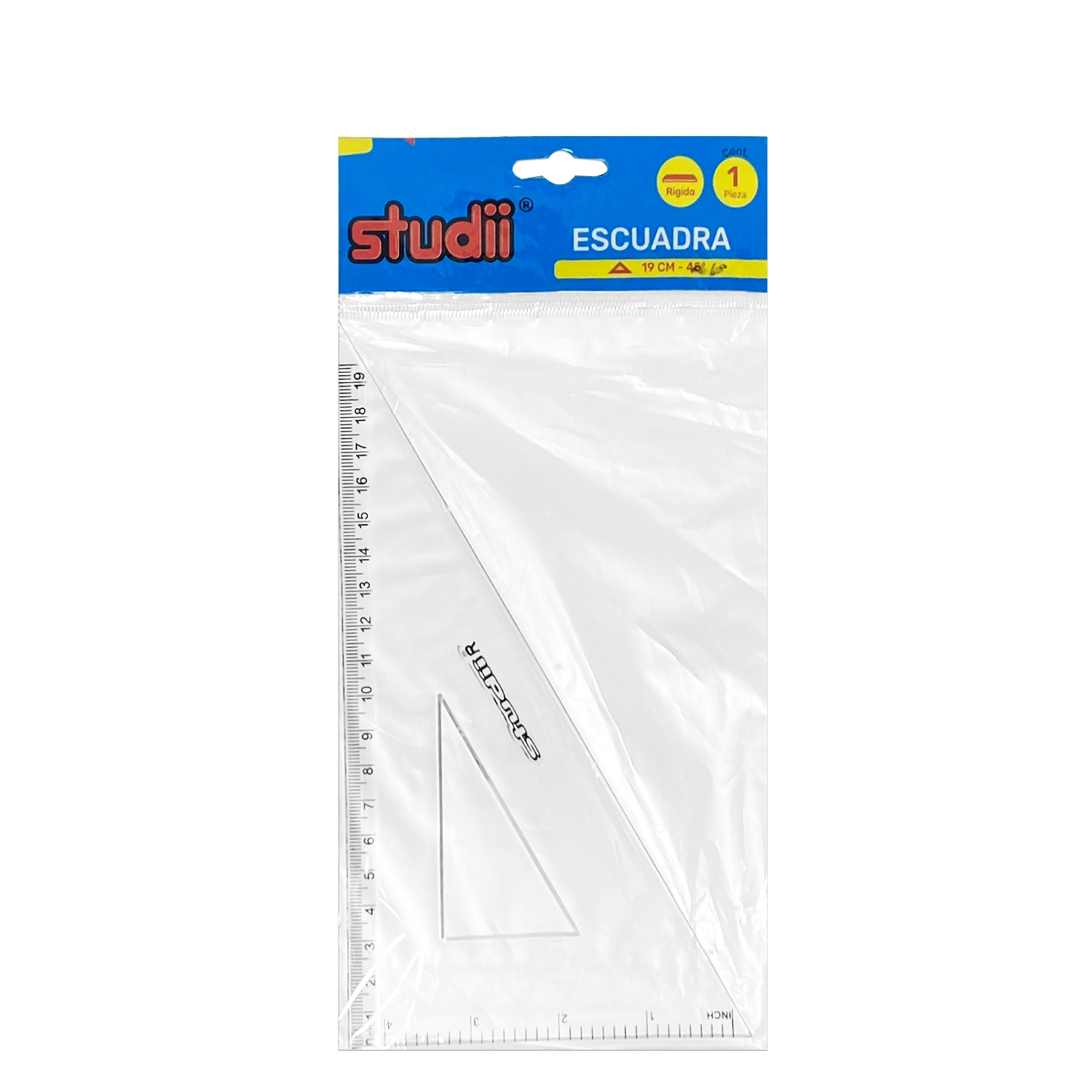 ESCUADRA TRANSPARENTE 23CM (PQTX25)